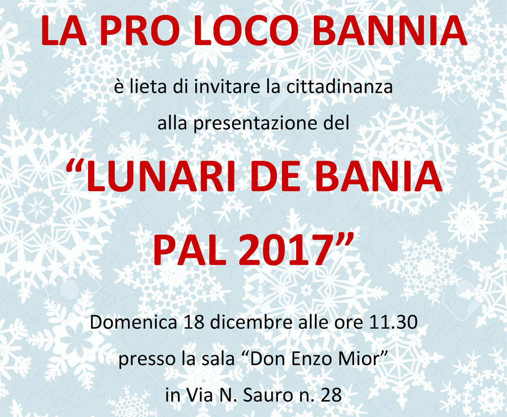 Presentazione Lunari de Bania pal 2017